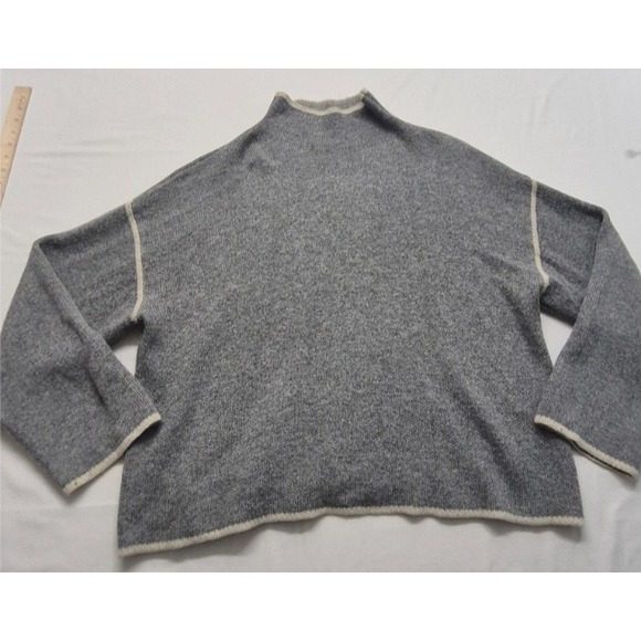 Zara Tops - Zara women's Grey high neck pullover tight knit sweater off white‎ detail sz. LG